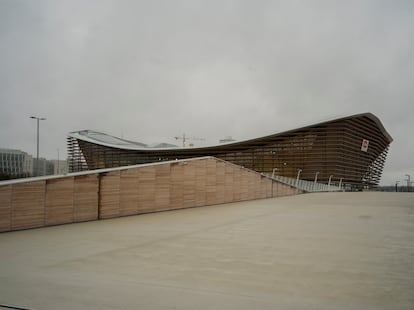 The Aquatic Center, one of the new facilities built for the Olympic Games.