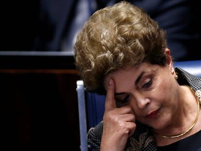 Dilma Rousseff, durante la sesi&oacute;n del senado el 29 de agosto.