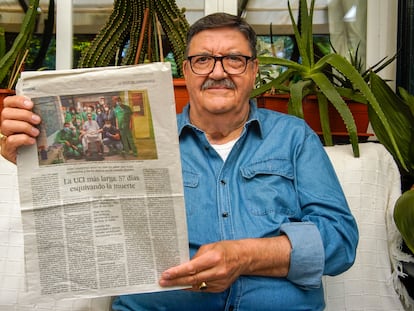 Julio Lumbreras, de 68 años, en su casa en Torrejón, Madrid.