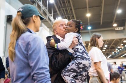 El Presidente Donald J. Trump en el estadio NRG en Houston, el 2 de septiembre de 2017 en Texas.