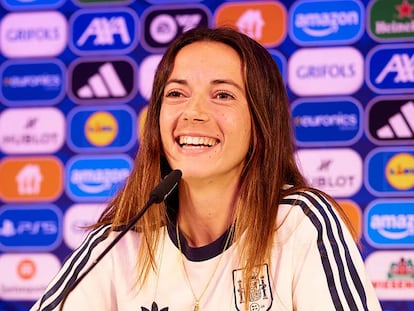 Aitana Bonmatí, durante una rueda de prensa el jueves 17 de julio.