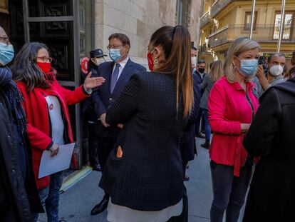 El consejero de Hacienda, Vicent Soler, la vicepresidenta, Mónica Oltra, el presidente, Ximo Puig, la consejera de Agricultura, Mireia Mollá, y de Justicia, Gabriela Bravo, el pasado miércoles.