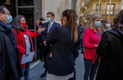 El consejero de Hacienda, Vicent Soler, la vicepresidenta, Mónica Oltra, el presidente, Ximo Puig, la consejera de Agricultura, Mireia Mollá, y de Justicia, Gabriela Bravo, el pasado miércoles.