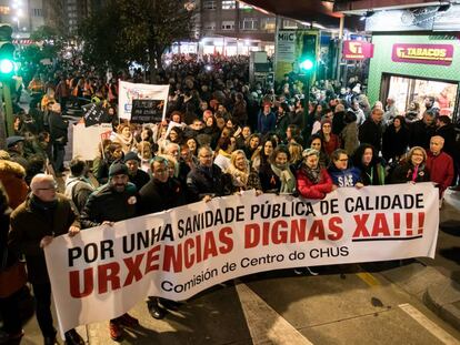 Manifestación del pasado jueves contra el colapso en las Urgencias del hospital de Santiago.