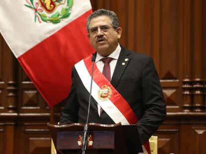 Manuel Merino quando tomou posse como presidente.