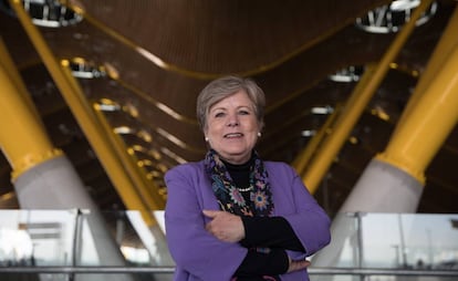 Alicia Bárcena, el martes en Barajas.