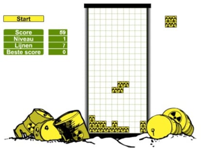 La ONG ofrece en su página web una docena de títulos que intentan despertar la preocupación por el medio ambiente. En la imagen, el juego &#39;Nuclear Tetris&#39;.