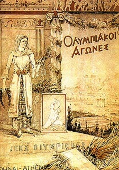 Cartel conmemorativo de los Juegos Olímpicos de 1896, celebrados en Atenas.