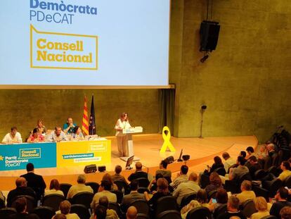 Reunión del Consell Nacional del PDeCAT, en un auditorio en Barcelona.