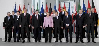 Los líderes reunidos hoy en Berlín.