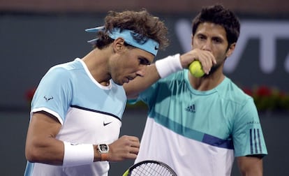 Nadal, en el dobles de Indian Wells junto a Verdasco.