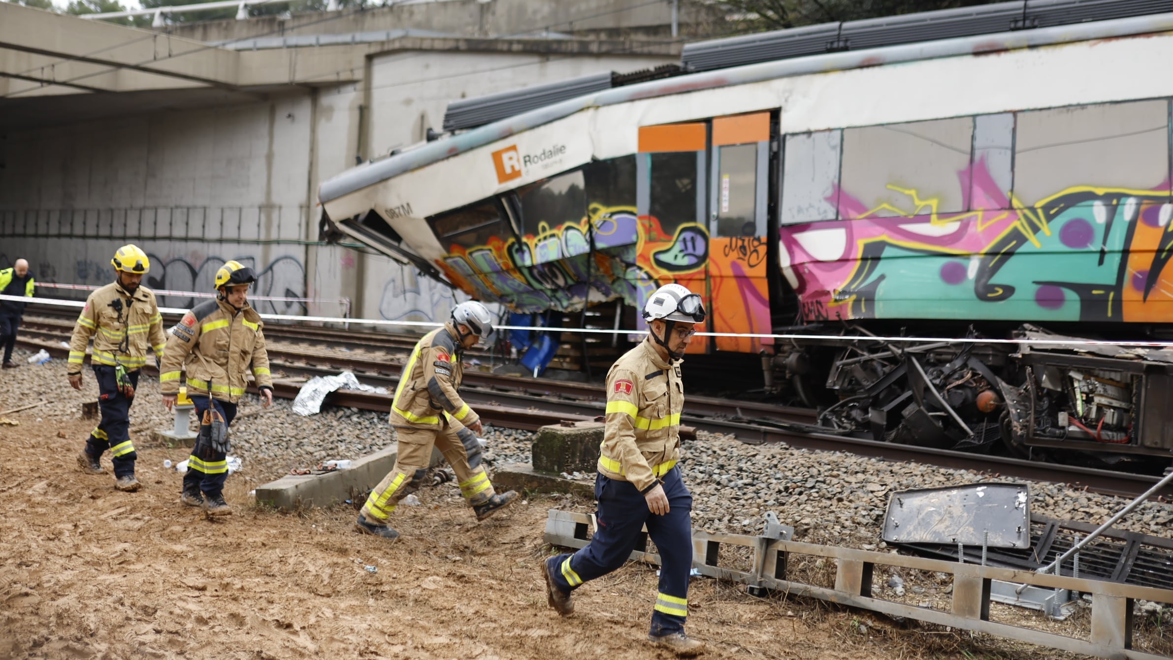 El tren de la línea 4 de Rodalies siniestrado el martes en Gelida. 