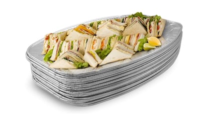 20 Bandejas de aluminio premium para servir comida y perfectas para barbacoas (35,5 cm).
