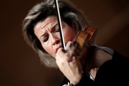 La violionista Anne-Sophie Mutter durante un concierto en Baden.