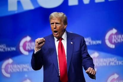 El candidato republicano a la presidencia, Donald Trump, durante un acto de campaña en Duluth (Georgia), el 23 de octubre.