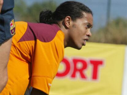 Ronaldinho, en un entrenamiento.
