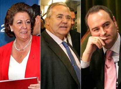 Los alcaldes Rita Barberá de Valencia, Luis Díaz Alperi de Alicante y Alberto Fabra de Castellón.