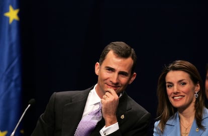 Felipe y Letizia, en la inauguración de la asablea de Eurovisión, el 19 de abril de 2006 en Oviedo.