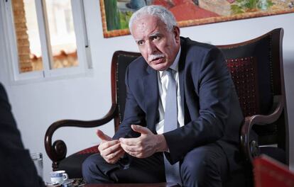 Al-Malki, durante la entrevista en la delegación diplomática palestina en Madrid, este martes.