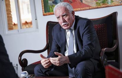 Al-Malki, durante la entrevista en la delegación diplomática palestina en Madrid, este martes.