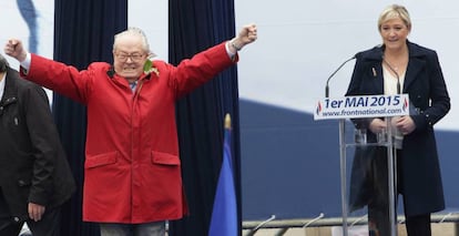 Jean-Marie y Marine Le Pen, en mayo de 2015.