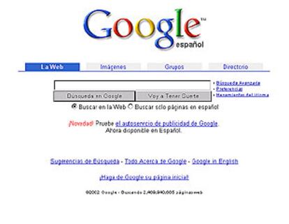 En la imagen, aspecto la página de inicio del buscador Google