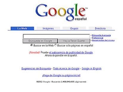En la imagen, aspecto la página de inicio del buscador Google
