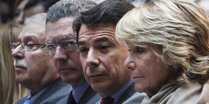 De izquierda a derecha: Joaquín Leguina, Alberto Ruiz Gallardón, Ignacio González y Esperanza Aguirre.