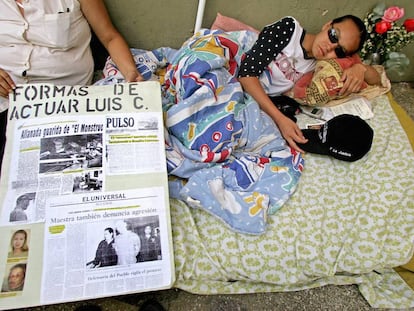 Linda Loaiza López, en una imagen de 2004, cuando hacía una huelga de hambre para exigir justicia en su caso.