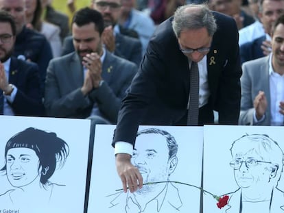 Quim Torra este lunes durante un acto de homenaje del 1-0. 