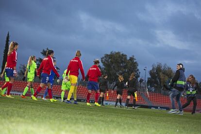 As jogadoras do Atlético de Madri e do Levante na Cidade Esportiva Wanda.