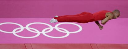 Danish Peter Jensen performs his exercise in the springboard test.