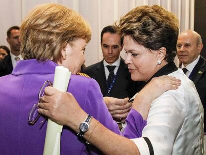 Angela Merkel y Dilma Ruosseff, en su encuentro bilateral, el pasado martes, en Los Cabos (M&eacute;xico).