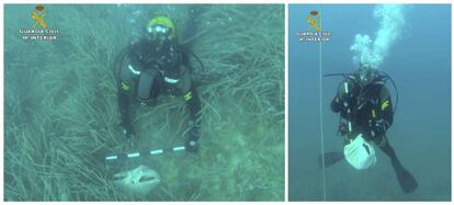 Civil Guard divers found strange bundles in waters off Calpe.