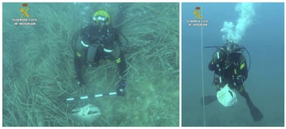 El Grupo Especial de Actividades Subacu&aacute;tica (Geas) ha hallado cinco o seis huesos  envueltos en una s&aacute;bana en aguas de Calpe.
 