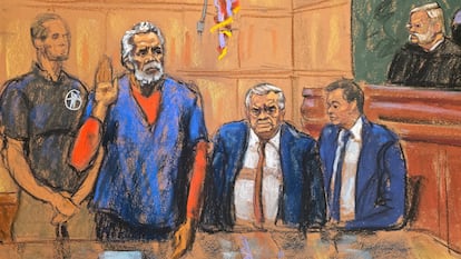 El Mayo Zambada, en una ilustración del tribunal federal de Brooklyn, e 25 de agosto de 2025..