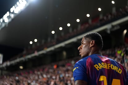 Marcus Rashford, este domingo en el Estadio de Vallecas.