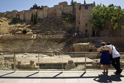 Visitantes de Mlaga, en el Teatro Romano de la capital de la Costa del Sol.