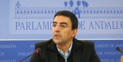 Mario Jiménez, esta mañana en el Parlamento.