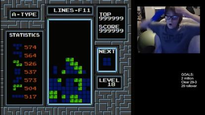 Momento en el que Willis Gibson descubre que ha tumbado al Tetris.