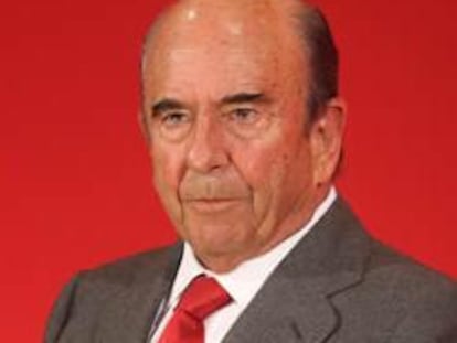 El presidente de Banco Santander, Emilio Botín, durante la presentación de resultados