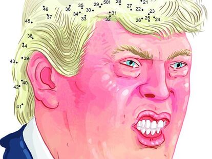 Une los puntos de la cabeza de Donald Trump