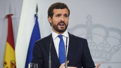 El presidente del PP, Pablo Casado, el pasado 17 de febrero. 