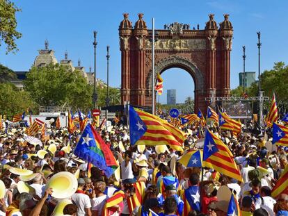 Manifestaci&oacute;n a favor de la independencia de Catalu&ntilde;a en Barcelona.