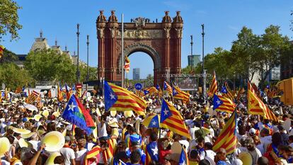 Manifestación a favor de la independencia de Cataluña en Barcelona.