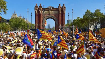 Manifestaci&oacute;n a favor de la independencia de Catalu&ntilde;a en Barcelona.