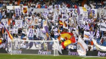 The Ultras Sur inside Real Madrid’s Santiago Bernabéu stadium.