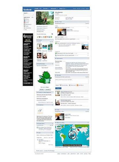 Un pantallazo de Facebook, una enorme red social en Internet.