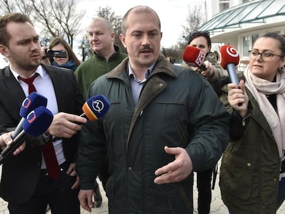 Marian Kotleba, el líder del Partido Popular Nuestra Eslovaquia (LSNS) el sábado 6 de marzo en Bratislava.