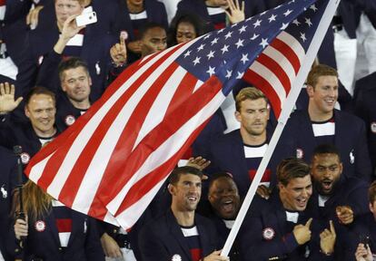 Michael Phelps, durante la ceremonia.